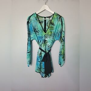 NWOT! Victoria's Secret Tropical Palm Leaf Swimsuit Coverup Romper SZ 6